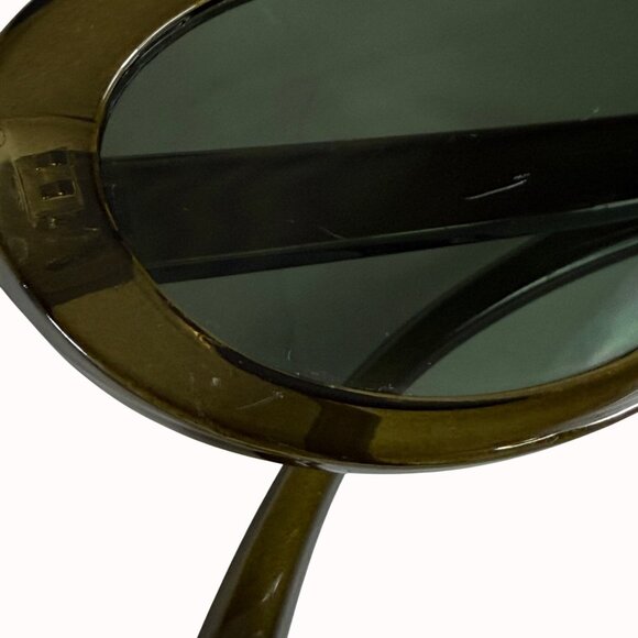 Avocado Green Oval Sunglasses Vintage Designer Inspired Dark Lenses Timeless - Picture 10 of 12